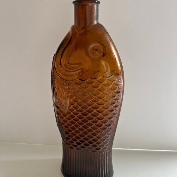 Vintage brown fish bottle.  9.75” - Picture 2 of 7
